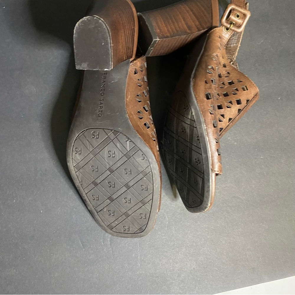 Franco Sarto Brown Cutout Mules - Picture 6 of 11